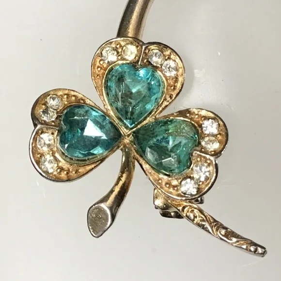 Vintage Clover Leaf Pin Brooch Gold Tone - Picture 3 of 12